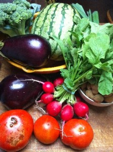 Accidental Locavore Farmbasket Eggplant and Watermelon