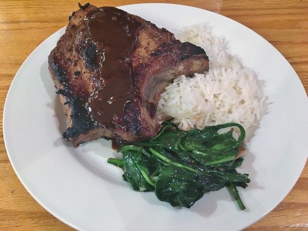 Accidental Locavore Pork Chop Spinach Rice