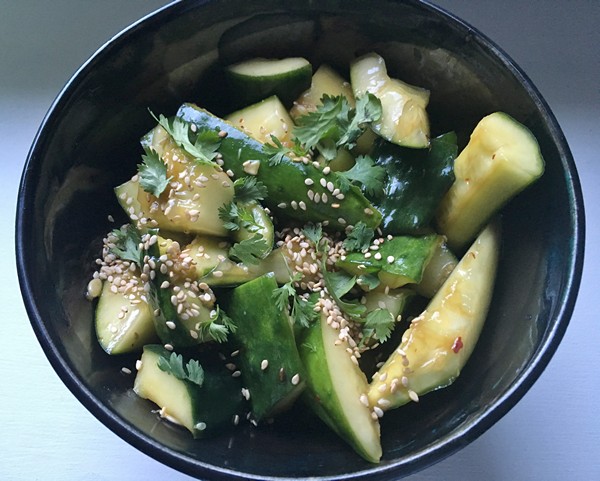 Accidental Locavore Smashed Cucumber Salad